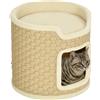 PawHut Tiragraffi a forma di cilindro, 37 cm di altezza, tiragraffi per gatti con porta e 2 livelli