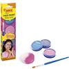 Jovi - Trucco per bambini FANTASY, Confezione da 3 vasetti da 8 ml, Crema per il trucco, Colori rosa, azzurro e argento, Include spugnetta per il trucco e pennello piatto
