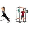 Sunny Health & Fitness Sunny Health and Fitness 45 Degree Hyperextension Roman Chair, Steel, Grey, One Size SF-BH6629 + Power Zone Strength Rack Power Cage - 455 KG Weight Capacity - SF-XF9925