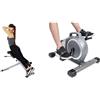 Sunny Health & Fitness Sunny Health and Fitness 45 Degree Hyperextension Roman Chair, Steel, Grey, One Size SF-BH6629 + Magnetic Under Desk Mini Exercise Cycle Bike, Dual Function Pedal Exerciser
