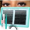 GEMERRY Ciglia Finte Ciuffetti Ciglia Finte Kit Extension Ciglia Lash Cluster Kit DIY Eyelash Extension a Casa per Principianti Naturali Lashes (80D+100D-Kit,8-16mm)