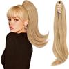 Silk-co Coda Extension Capelli Lisci Cavallo Finta con Pinza Biondo Scuro/Biondo Chiaro Ponytail Punte Ondulate 40cm 100g