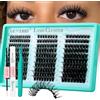 GEMERRY Ciglia Finte Ciuffetti Ciglia Finte Kit Extension Ciglia Lash Cluster Kit DIY Eyelash Extension a Casa per Principianti Naturali Lashes (60D+80D+100D-Kit,8-16mm)
