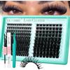 GEMERRY Ciglia Finte Ciuffetti Ciglia Finte Kit Extension Ciglia | Lash Cluster Kit DIY Eyelash Extension a Casa per Principianti Naturali Lashes (100D+200D-Kit,8-16mm)