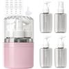 Xiuxhae Contenitori Da Viaggio Per Liquidi 4-in-1 Set Riempibile, Accessori Viaggio Aereo Pompa 50ml Etichette Adesive, Regali Utili Per Chi Ama Viaggiare Impermeabile Antifuga Viaggio Ufficio (Rosa)