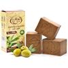BIO JALAL SAPONE DI ALEPPO sapone di Aleppo originale con 20% olio d' Alloro e 80% olio d'Oliva 3 saponette da 200 g sapone naturale mani corpo viso e capelli prodotto artigianale