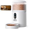 Faroro Mangiatoia Automatica per Gatti e Cani, Dosatore Cibo con Telecamera HD 3MP, Visione Notturna, WiFi 5G/2.4G, APP Controllo Remoto, Audio Bidirezionale, Timer, Sensore Cibo 4L