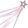 Lovelyshop Cristallo Metallo Stella Fata principi Bacchetta con Nastro per Ragazze Halloween Festa di Compleanno- Rosa