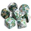 QMAY Set di dadi poliedrici DND, 7 pezzi, per Dungeon and Dragons MTG RPG D&D D20, D12, D10, D%, D8, D6, D4 (verde misto bianco)