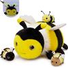 MorisMos Gialloape Peluche 40cm, Gialloape Mamma con 3 Bambino, Realistico Morbido Kawaii Giocattolo di Peluche Regalo per Bambini Compleanno Natale Deco