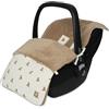Jollein Sacco nanna - Mini Teddy Bear - Per seggiolini auto per neonati, Gruppo 0+ e passeggini - Compatibile cinture 3 e 5 punti - Fodera in pile - Cotone con stampa orsetto - Certificato OEKO-TEX