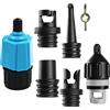 SKIKHN Adattatore Pompa SUP, Adattatore per Pompa Paddle Board, Kit Adattatore per valvola dell'Aria per Barca con 4 Ugelli Valvola, per Canoa Gonfiabile, Stand Up Paddle Board (Blu + Nero)
