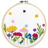 VERVACO Kit Ricamo Prestampato Con Telaio Ricamo FIORI ESTIVI Decorativi Per Pareti ca. 18 x 18 cm Set Fai Da Te Creativo Adulti Casa Decor Arte Da Parete Kit Per Hobby Embroidery