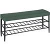 Relaxdays Pouf Porta Scarpe Relaxdays, Seduta Imbottita in Ecopelle, 2 Ripiani, per 8 Paia di Scarpe, HLP 50x100x30 cm, Verde