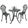 Relaxdays Set Bistrò 3 pz, Tavolo e 2 Sedie in Alluminio, Motivo a Foglie, Verde, 65x60x60 cm