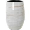 DRW Vaso da pavimento rotondo in ceramica bianco beige lucido 60x37x37 cm