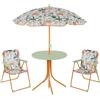 Relaxdays Tavolo Bambini con Ombrellone e 2 Sedie, Set da Campeggio e Giardino, Picnic, 126x100x100 cm, Vari Colori