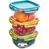 Snips Set 3 Contenitori per Alimenti 1 L, Contenitori Frigo con Coperchio, Guarnizione e 4 Chiusure di Sicurezza, Lavabili in Lavastoviglie, Mixcolor, Made in Italy