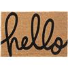 Relaxdays Zerbino in Fibre di Cocco, con Scritta Hello, LxP: 40x60cm, Antiscivolo, per Interni e Esterni, Nero/Naturale, Plastica, 40x60 cm
