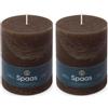 Spaas - Candela pilastro in stile rustico, 100/130 mm, 95 ore, marrone scuro (Confezione da 2)
