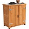 Relaxdays Tavolo da Giardinaggio armadietto, Legno, Piano zincato, HxLxP: 90 x 75 x 40 cm, Arancione
