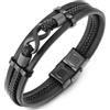 COOLSTEELANDBEYOND Tre File Nero Infinito Amore Eterno Numero 8 Amicizia Nero Intrecciata Cuoio Avvolgere Bracciale da Uomo Donna