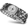 Bahamut Bracciale da uomo vichingo Odino Gungnir in acciaio INOX, bracciale a catena cubana a maglie in stile cool, gioielli da polso con bracciale rigido norreno, Grande, Acciaio inossidabile, Non