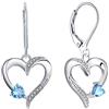 YL Orecchini Cuore Argento 925 taglio Marzo Pietra Portafortuna Acquamarina Orecchini a Cuore d'amore per Donne