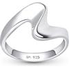 Amberta Anello Donna Onda Argento 925: Anello Pollice Donna in Argento 925 Onda Mare - Indice Misura 21