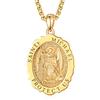 TANGPOET Collana in argento sterling 925 San Michele placcato oro 24 carati, con ciondolo San Arcangelo Michele con catena da 20 + 2, Argento sterling, Nessuna pietra preziosa