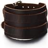 COOLSTEELANDBEYOND Grande, Uomo Braccialetto di Cuoio, Bracciale Vera Pelle Marrone, Fascia di Polso, con Fibbia Ardiglione