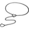 JewelryWe Collana a Y con anello a forma di cuore, da donna, in acciaio inox, a forma di Y, stile rock, punk, sexy, lunga, regolabile, con coda
