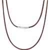 Richsteel 2mm Marrone Catenina Uomo Cordina in Pelle 2mm/3 mm Collana in Cuoio Caucciu Catena Versatile Unisex Semplice Pelle Nera/Marrone con Chiusura a Girello