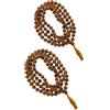NAISHA Rudraksha Mala 108+1 collana di perline di semi di Himalaya naturale a 5 facce Panch Mukhi Rudraksha Seed, perline di preghiera, polso Mala Wrap, bracciale misura 7 mm (confezione da 2), Legno
