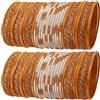 Touchstone Indian Bollywood Glamorous Fashion Wrist Enhancing Shimmering Golden Glitters Textured Milky White Color Designer Jewelry Bracelets Bangle Chura. Set Of 48 In Gold Tone For Women.