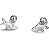 IMINI 20G - Orecchini a perno a forma di squalo, per donne e ragazze, minimalisti per cartilagine di pesce, trago, borchie di perforazione elica avvitata sul retro regali di gioielli migliore amica, Argento