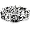 COOLSTEELANDBEYOND Uomo Grande Acciaio Inossidabile Barbozzale Bracciale con Fleur de Lis e Cranio, Gotico Biker, Lucidato