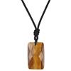 COAI Collana da Uomo e da Donna con Ciondolo Rettangolare in Occhio di Tigre, Collana Pietra Naturale Unisex con Cordino Regolabile
