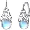 YAFEINI Orecchini con Pietra di Luna per Donna Orecchini a Cerchio con Nodo Celtico Irlandese in Argento Sterling 925 Leverback Gioielli Regali (B-Nodo celtico in pietra di luna)