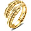 MARLION JEWELS Anelli da donna in argento 925 a forma di piuma. Anello da donna in argento 925 con finitura argento o oro. Gioielli da donna ideali per coppia e fidanzati, regali per amiche... Anelli coppia