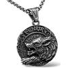 Bahamut,Collana da uomo con ciondolo a forma di croce vichinga, Fenrir Lupo Valknut Jormungandr Odino, Corvo Yggdrasill in acciaio inox, Acciaio inossidabile, Nessuna pietra preziosa