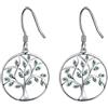 YL Orecchini Donna Argento 925 Albero della vita Orecchini con Smeraldo Gioielli
