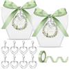 Otuuz 50 Set Scatoline Portaconfetti Matrimonio Bomboniere Comunione con Nastro Ciondolo Cuore Sacchetti Confetti Scatoline Regalo Battesimo Cresima Fidanzamento Nozze Compleanno Grazie(Bianco)