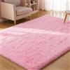 XSIVOD Tappeto Salotto 160x230 Tappeto Camera da Letto Moderno e Morbido per Soggiorno a Pelo Alte Lavabile Fluffy Uni Effetto Pelliccia Senza Tempo Elegante Antiscivolo Facile da Pulire, Rosa Chiaro