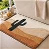 DEXI Tappeto Bagno 50 x 80 cm, Tappeti Bagno Antiscivolo Assorbente, Lavabile in Lavatrice, Tappetino Morbido per Doccia, Vasca, Terracotta con motivo cactus
