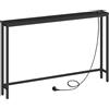 HOOBRO Tavolo Consolle con Presa Elettrica e Porte USB, Tavolo Consolle Sottile con Stazione di Ricarica, Tavolino per Foyer, Corridoi, Nero EBB15CXG01G1