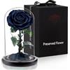 APKOL Rosa Stabilizzata Vera in Vetro, Rosa Eterna Realizzati con Rose Vere, Fiori Stabilizzati sotto Vetro a Cupola, Regalo Donna Compleanno, Regalo Mamma, Regalo Fidanzata, Moglie,Nero