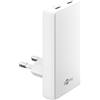 goobay GaN Caricatore USB C piatto da 45 W, doppia porta (2 x USB-C), design piatto a 90°, ultra sottile e salvaspazio, per Apple, Samsung, Huawei, tablet, ecc.,bianco,75722
