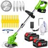 Tucssarg Decespugliatore a Batteria, Tagliabordi a Batteria 21V 4.0Ah, Tagliabordi Elettrico Da Giardino con 3 Tipi di Lama, Testina Regolabile, Maniglia Telescopica, Decespugliatori da Prato e Giardino