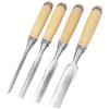 KOSLEOW Set di 4 Sgorbie per Legno Professionali, Scalpelli per Intaglio e Lavorazione del Legno 6/12/18/24 mm, Lame in Acciaio Affilate a Specchio con Manico in Legno, per Scultura, Tornio e Fai da Te